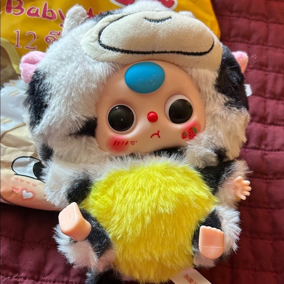 Charming Cow Plush Toy for Small Pets - Yellow and Black! - Picture 3 of 6